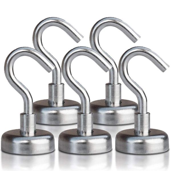 

1/2/4pcs magnetic hooks powerful hook magnet holder 10kg suction wall hook holder support hardware magnetic tool silver