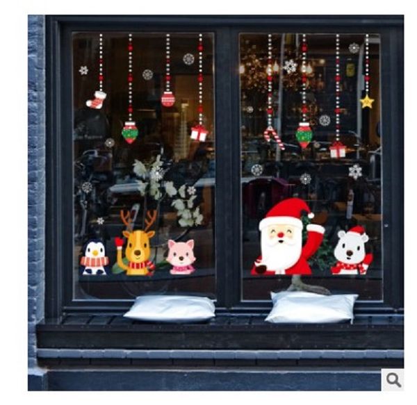 

2021 christmas decoration glass sticker window shop window decoration santa claus snowflake decoration pendant sticker 027