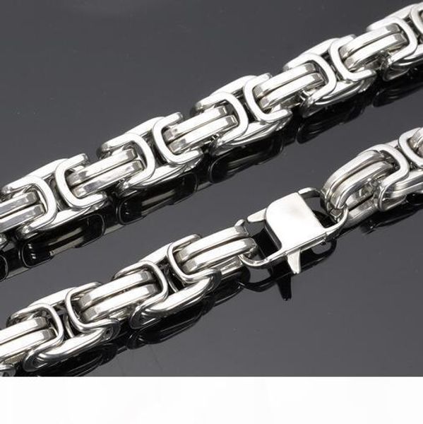 

fashion cool chunky 8mm 12mm 15mm 316l stainless steel byzantine link chain necklace men jewelry 24'' heavy huge silver