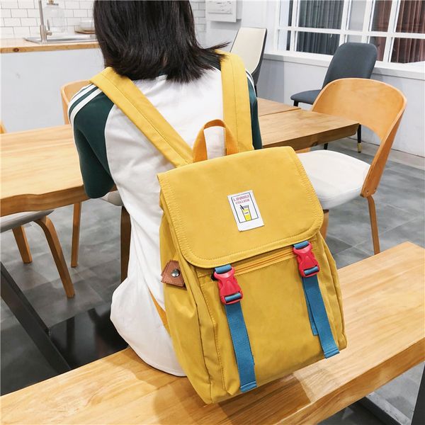 

junior high school backpack girls teenage student women back pack school nylon solid bagpack casual college style backbag new