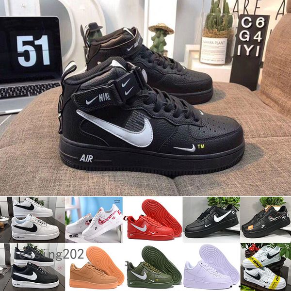 

new 1 utility classic black white red dunk men women running shoes one sports skateboard high low cut wheat trainers sneakers size typ3w