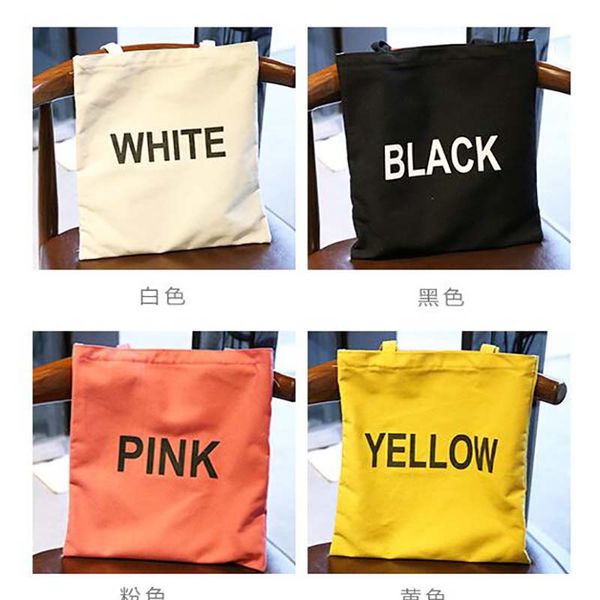 

yellow printed letter korean-style yellow canvas bag women's literature and art students mori series harajuku out street