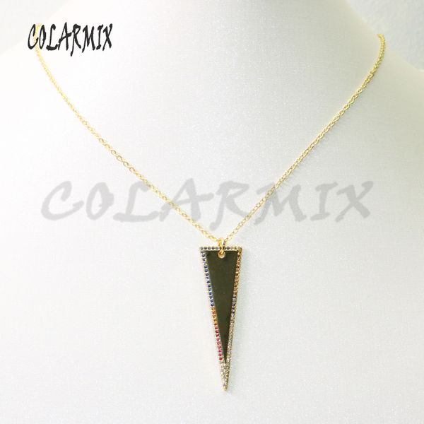 

4pcs long triangle pendant necklace zircon triangle pendant necklace gift for lady jewelry, Silver