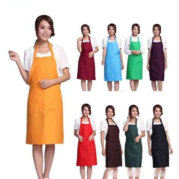 

solid color apron kitchen clean accessory for multi function household cooking baking aprons fast shipping