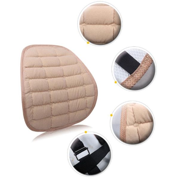 

1 pcs car waist cushion winter padded flannel lumbar car waist support massage seat back cushion auto seat accessories