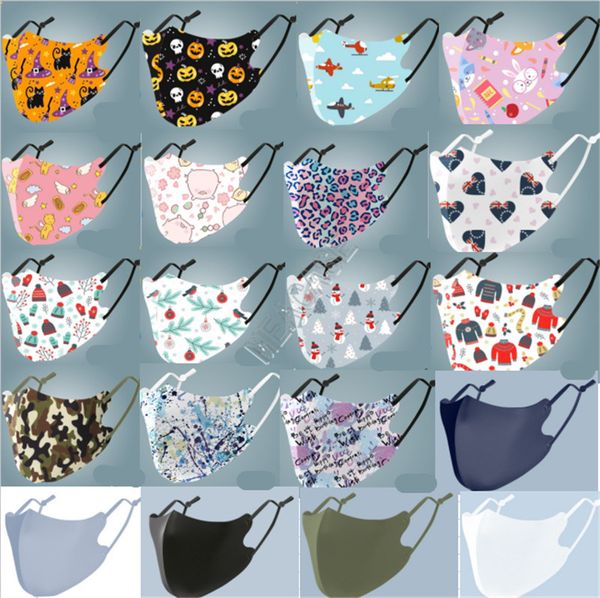 

halloween christmas kids designers face mask ice silk breathable sunscreen masks children cartoon washable mouth cover party mask d83101, Blue