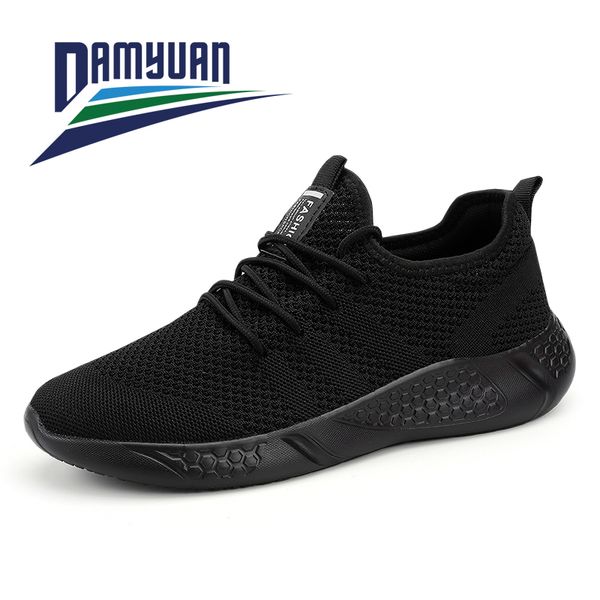 

damyuan 2020 new summer fashion men shoes sneakers running shoes sports big size 46 breathable lace-up women casual, Black
