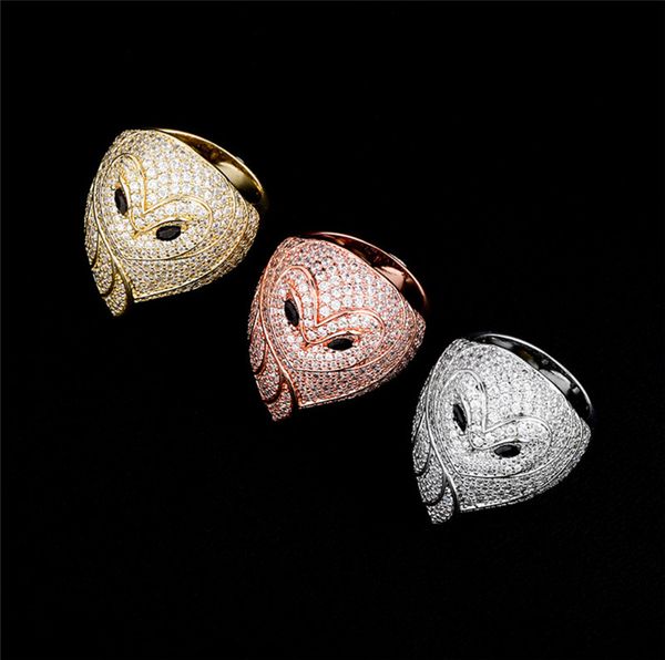 

new ale hiphop ring gold silver colors bling iced out cz owl rings for men women, Golden;silver