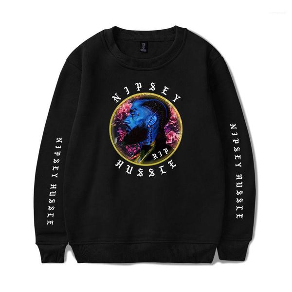 

sweatshirts eu american rapper hoodies men teenager r.i.p 3d nipsey hussle o-neck pullovers, Black