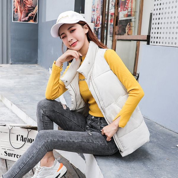 

2020 fashion winter vest coat female jacket woman parkas korean style short coat women's waistcoat loose cotton jacket, Black;white