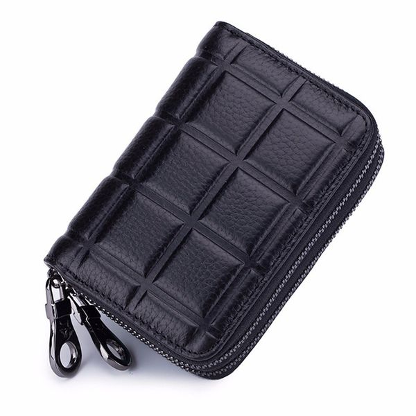 

business card holder women card wallet genuine leather rfid driving license bag travel credit wallet coin purse case, Red;black