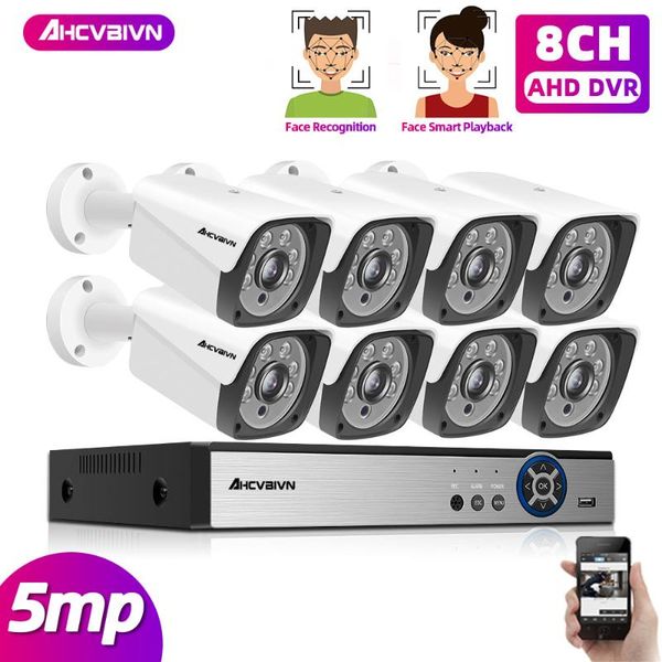 

h.265 8ch dvr kit home security surveillance alarm system 5mp 8ch cctv outdoor waterpfoof ahd camera wifi motion face detection