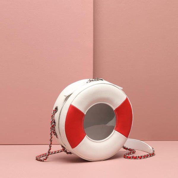 

chain jelly bag ladies new design transparent small round bag color matching ladies personality leather shoulder diagonal handbag 1091