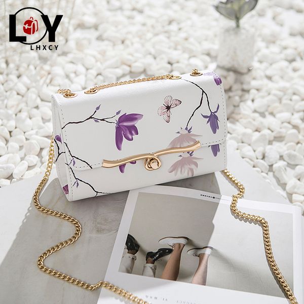

printing pu leather clamshell small square bag crossbody bags for women all-match chain shoulder bag korean version designer