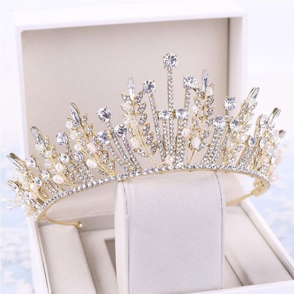 

crown, european and american selling crystal, grand crown, princess, headdress, bride's hair, bride's jewelry, Golden;silver