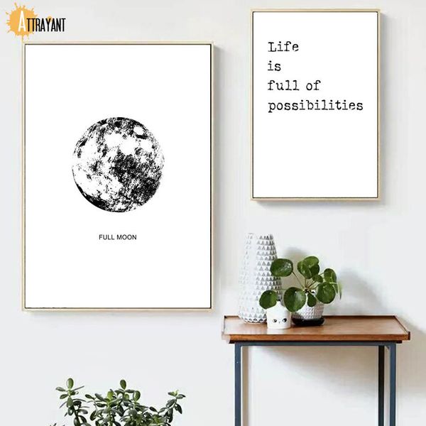 

abstract moon quotes black white wall art canvas painting nordic posters and prints wall pictures for living room bedroom decor