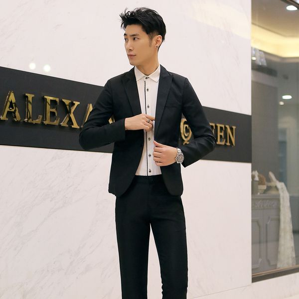 

dropshippng wholesale fashion slimming one-button casual small suit men's korean version suit men business coat, White;black
