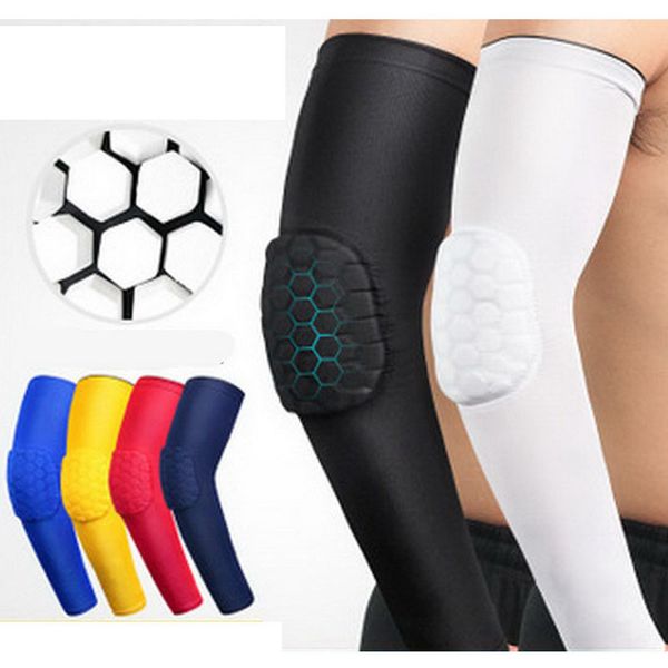 

1pcs basketball elbow pad honeycomb foam elbow protector sleeve elastic arm warmer for men women volleyball brace support, Black;gray