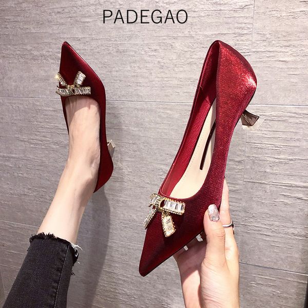 

high heels 2020 wedding bridal shoes luxury crystal party shoes women, Black