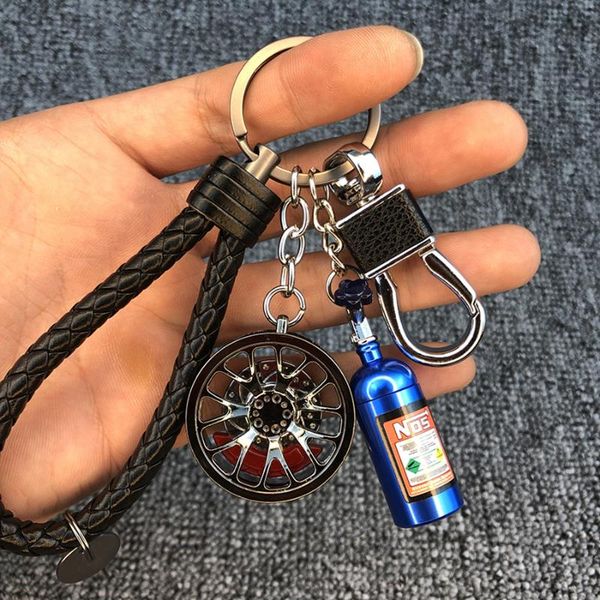 

creative car wheel keychain auto parts keychain nos bottle car modification parts key ring, Silver