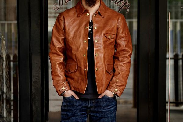 

wholesales,mens slim genuine leather jacket.classic batik cowhide coat.brakeman leather clothes.vintage leather, Black;white