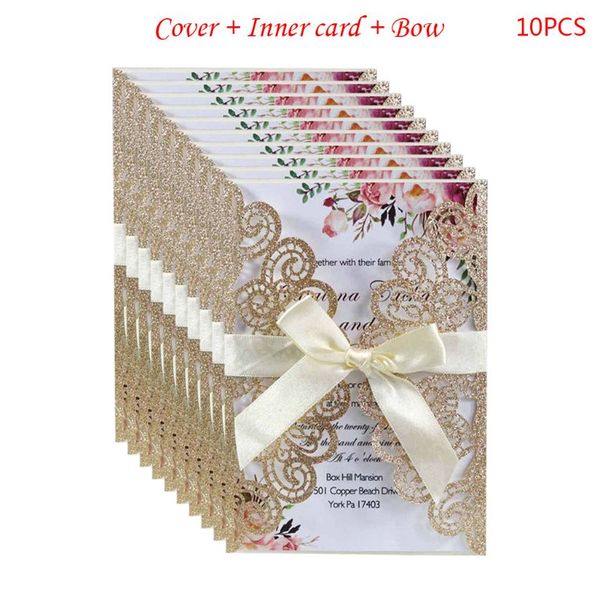 

greeting cards 10pcs/set wedding invitation card with peacock flower hollow envelopes glitter r7rc