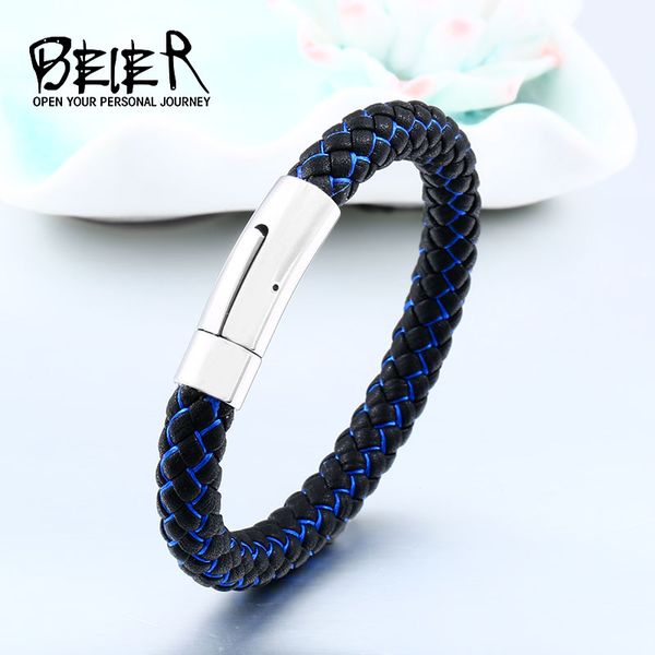 

beier genuine cowhide bracelet classic styles for men and women buddha bracelet trendy fashion personality jewelry bc-l019, Golden;silver