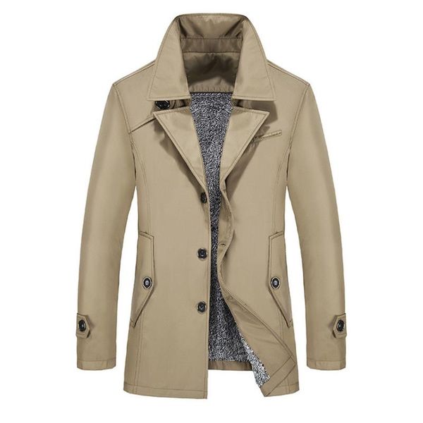 

korean overcoat with velvet plus size 8xl 9xl british style slim fit trench long men autumn 2020 man thickening windbreaker 78wy, Tan;black