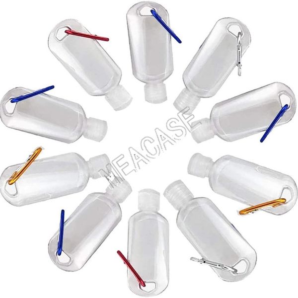 

50ml пустые бутылки алкоголя refillable с металлическим кольцом для ключей hook геля для очистки рук sanitizer бутылки переносного путешеств