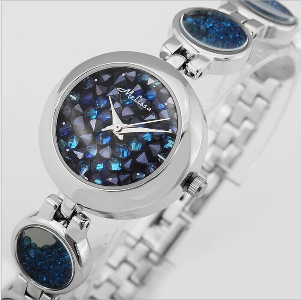 

girls lovely moving crystals bracelet watches melissa women dress wrist watch small size quartz reloj montre femme nw2187, Slivery;brown