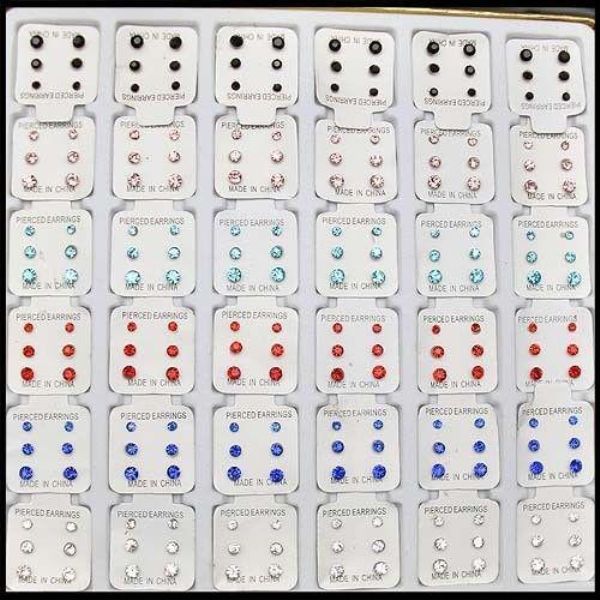 

earring plastic m 4mm crystals 108pairs 2mm post sizes stud nickel bde2011 ktrmp, Golden;silver