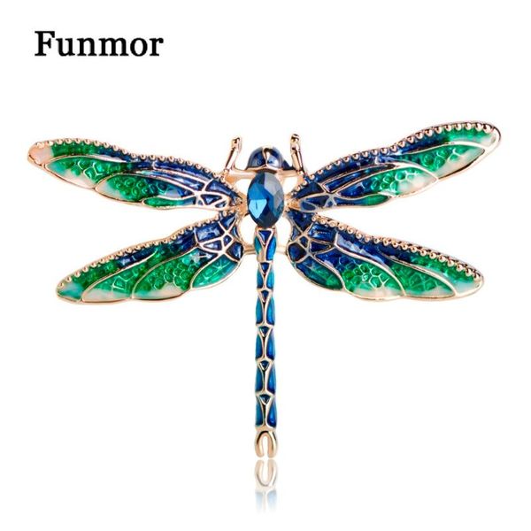

funmor blue rhinestone dragonfly brooches for women kids enamel esmalte butterfly insect brooch animal birthday gifts jewelry, Gray