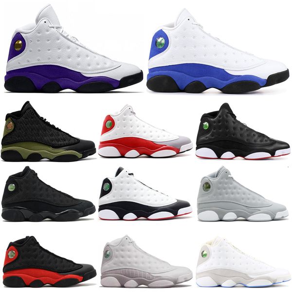 

r men basketball shoes 13 13s cap and gown atmosphere grey he got game love & respect bred mens trainers sports sneakers 7-13, Black