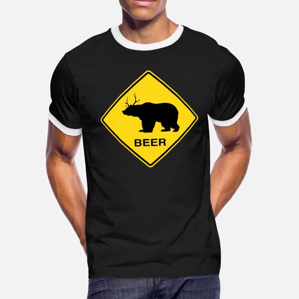 

beer bear deer crossing sign t shirt men designs short sleeve s-xxxl gents interesting new fashion summer style vintage shirt