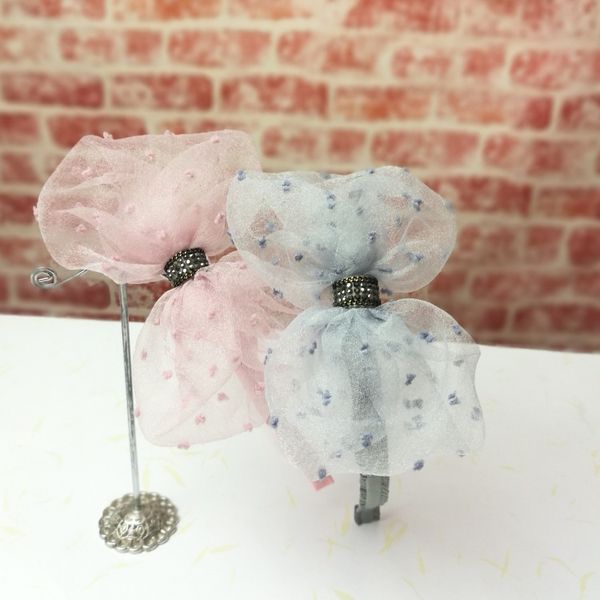 

15pcs ins fashion cute dot hair bow hairbands solid gauze bowknot hair sticks princess headwear boutique accessories, Slivery;white