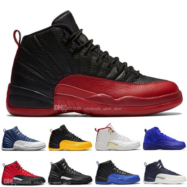 

new 12 stone blue university gold reverse flu game dark concord wntr basketball shoes 12s wings fiba playoffs men sports sneakers trainers