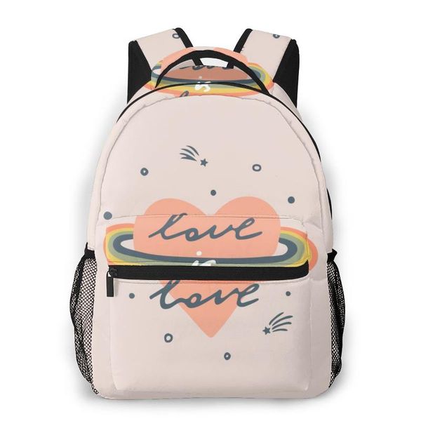 

2020 oln backpack women shoulder bag love is love slogan fashion school bag for teenage girl backpacks travel