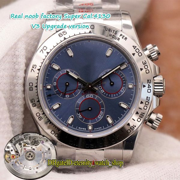 

real n v3 super version 904l steel case cal.4130 sa4130 eta a7750 chronograph automatic mens watch blue dial 116509 116528 satch watches, Slivery;brown
