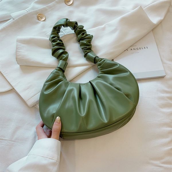 

pleated women pu leather fashion shoulder bag brand armpit bag small lady handbag designer girls dumpling bags boslo