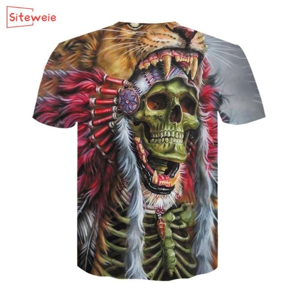 

siteweie new mens skull t shirts cotton brand punk style t -shirts men hip hop 3d print skull -shirt g71, White;black