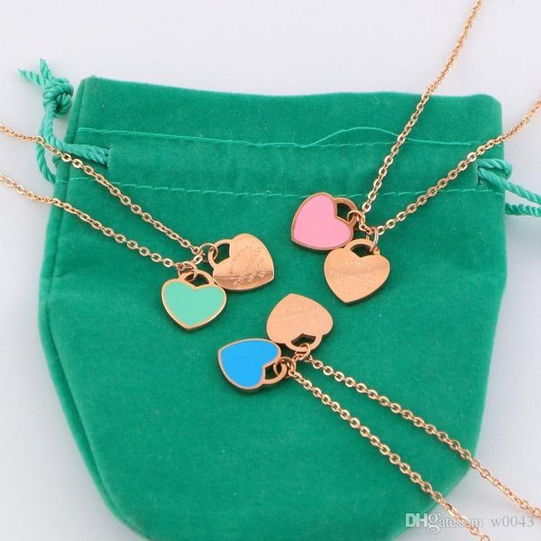 

fashion luxury designer brand love necklace women paragraph clavicle necklace gold peach heart pendant necklace jewelry, Silver