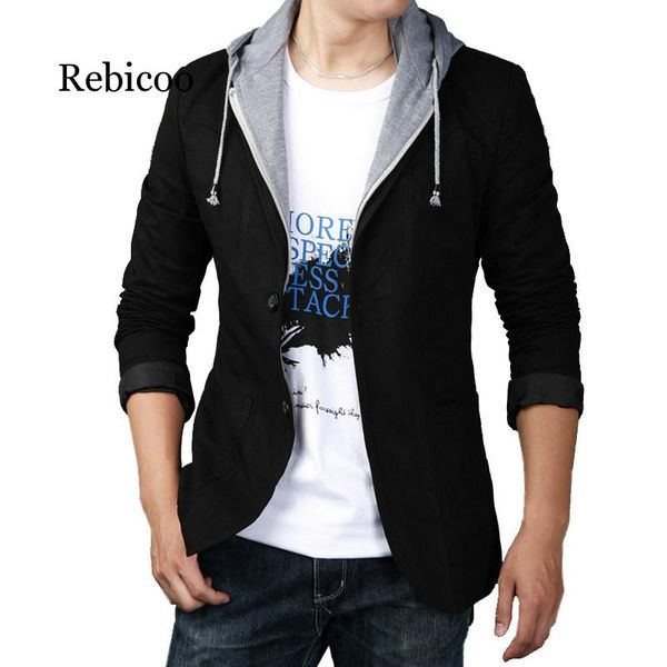 

pluz size 5xl 6xl men blazer 2020 new fashion hooded blazer men casual jacket slim fit classic suits mens fake two pieces suits, White;black