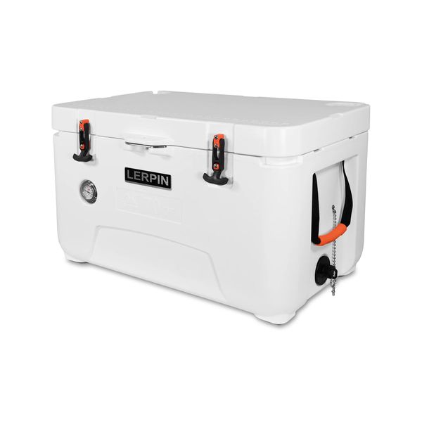 

new style lerpin 70qt thermometer ice chest plastic insulated multi function hard rolling outdoor cooler box