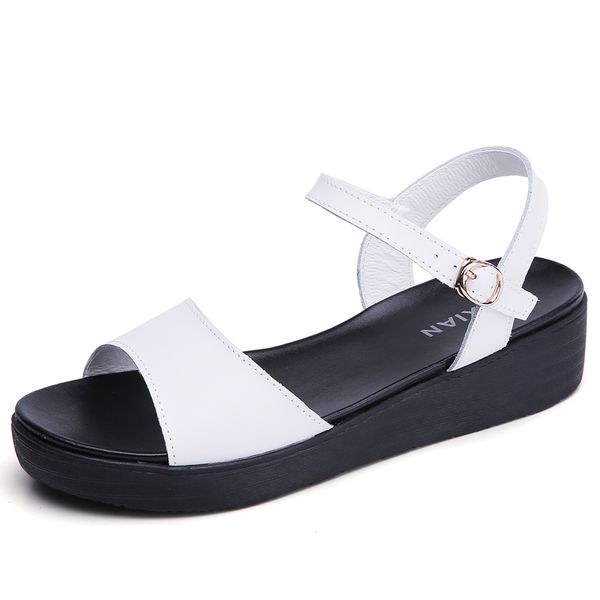 

new 2020 summer women sandals flat platform sandals women wedge beach flip flops ladies high heel wedge shoes, Black