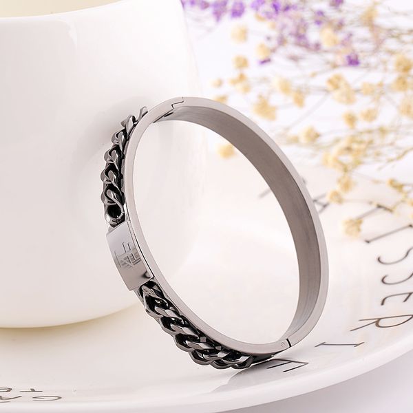 

punk style gun black titanium stainless steel chain bangle for women retro and bangles wholesale accesorios mujer