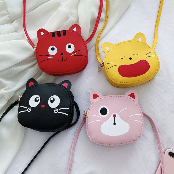 

menoea baby kid bag girls cute cartoon pocket bags 2020 bags cat shape girl packages children baby pu bag kids accessories, Slivery;white