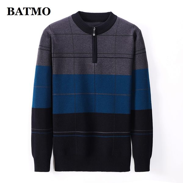 

men's sweaters batmo 2021 arrival autumn plaid sweater men,men's pullovers bj89007, White;black