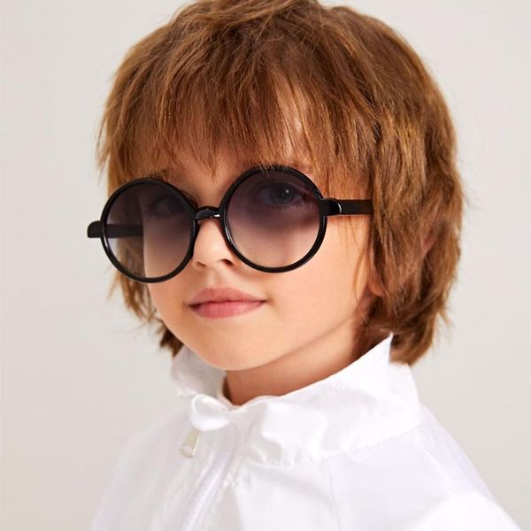 

fashion classic round children's glasses colorful frame cute children's sunglasses retro korean version of sunglasses decoration, White;black