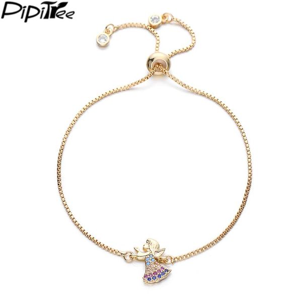 

pipitree copper cubic zirconia lovely angel bracelet bangle adjustable link chain bracelets jewelry for women wedding party, Red;blue
