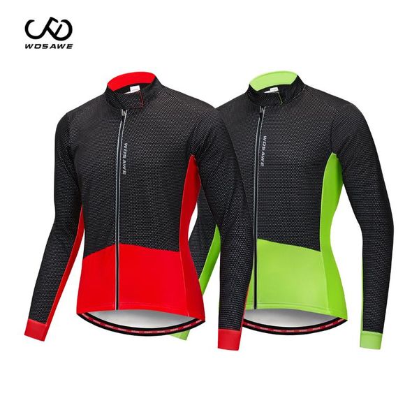 

wosawe winter men women windproof waterproof cycling jacket reflective warm mountain bike lengthen cuff warm bicycle jacket, Black;red